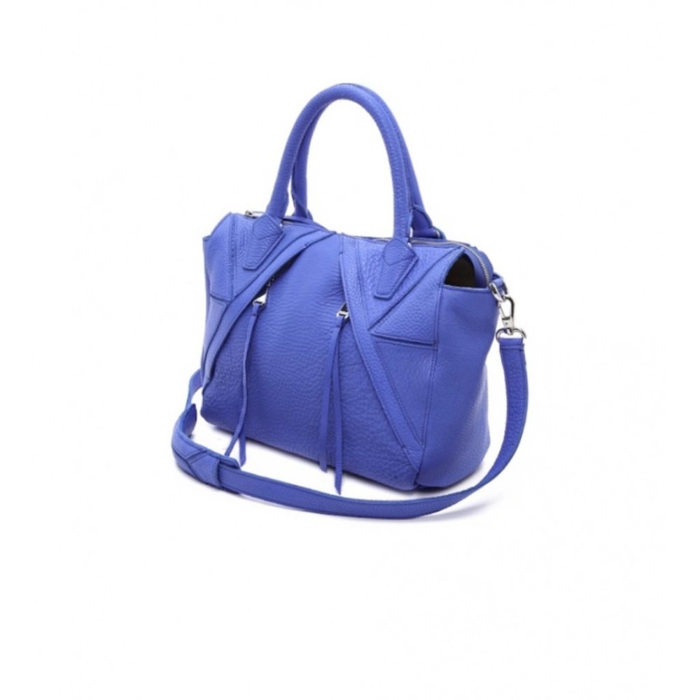 Christopher Kon Blue Pebbled Leather Satchel Bag with Dust Bag